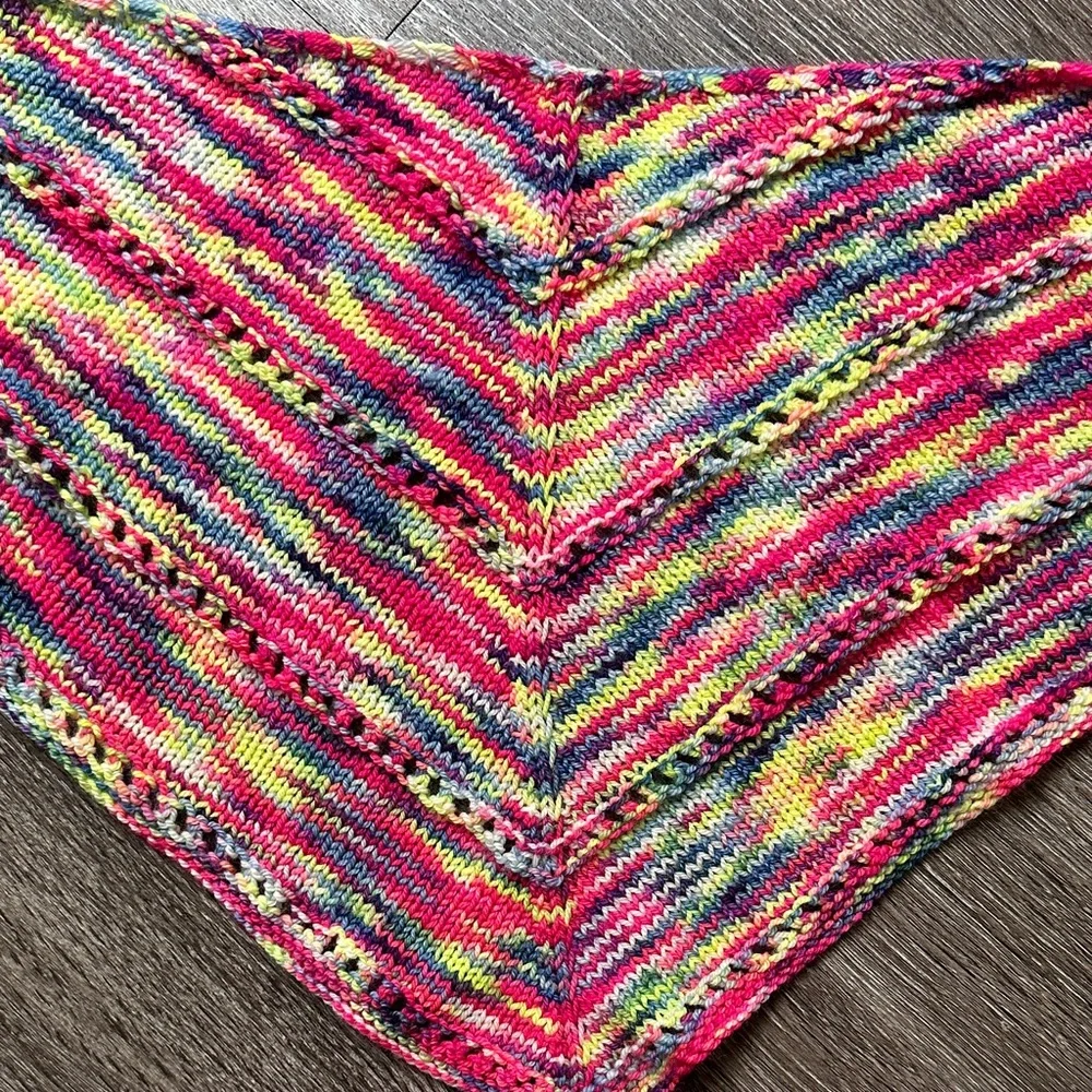 Colorful Hand Knit handkerchief shawl